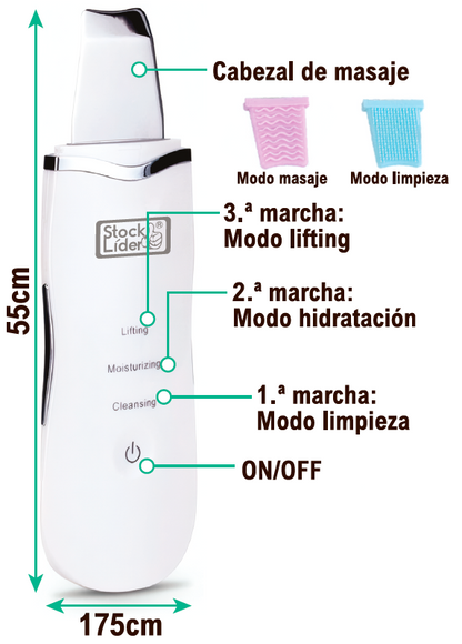 Limpiador facial ultrasónico.Limpieza facial profunda y efecto lifting desde casa.